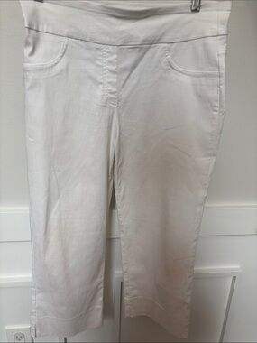 Ruby Rd White Pull-On Crop Pants faux front pockets size 8